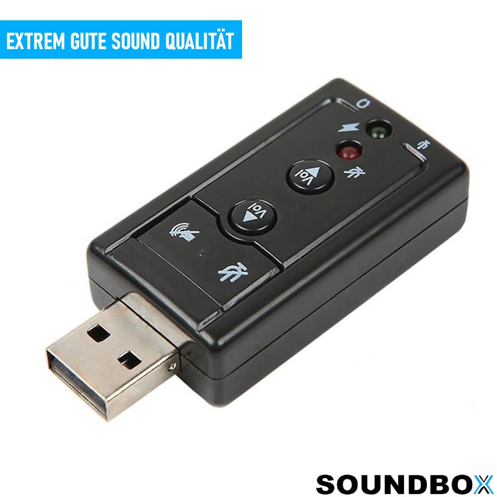 SOUNDBOX USB Soundkarte externer Soundadapter 7.1 Surround 3D Effekt ...