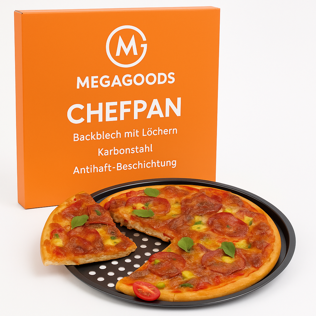 Backblech Carbonstahl antihaft mit Löchern für Pizza 32 cm DE.