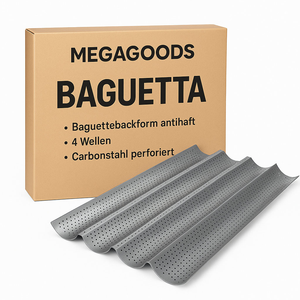 Baguettebackform antihaft 4 Wellen Carbonstahl perforiert DE.