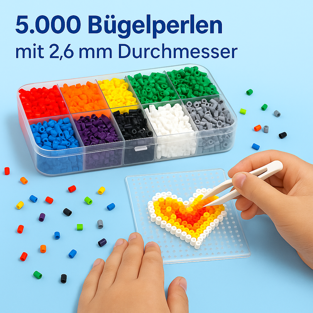 Bügelperlen Set 5000 Stk 2.6mm 10 Farben mit Zubehör DE. – Bild 3