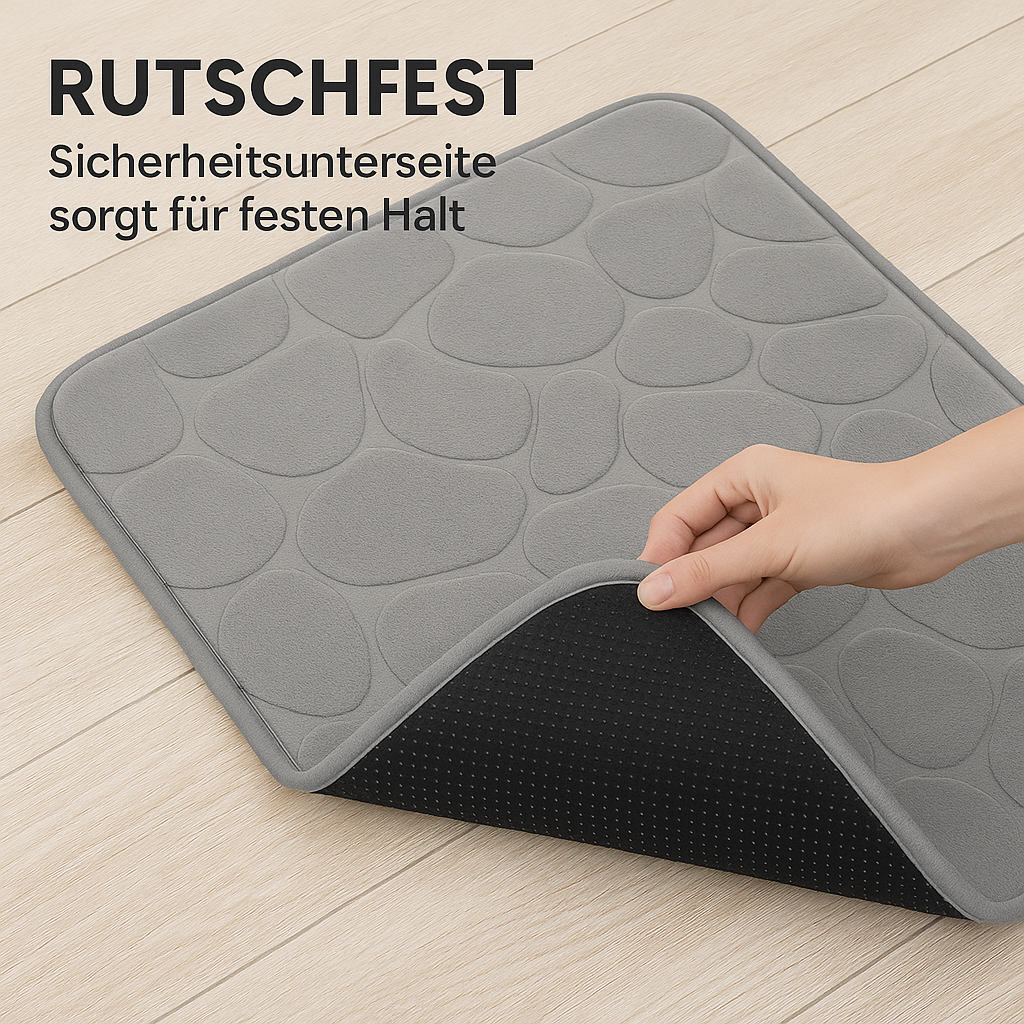Badematte Memory Foam rutschfest Velours mit Steinmuster 60x40 cm DE. – Bild 3
