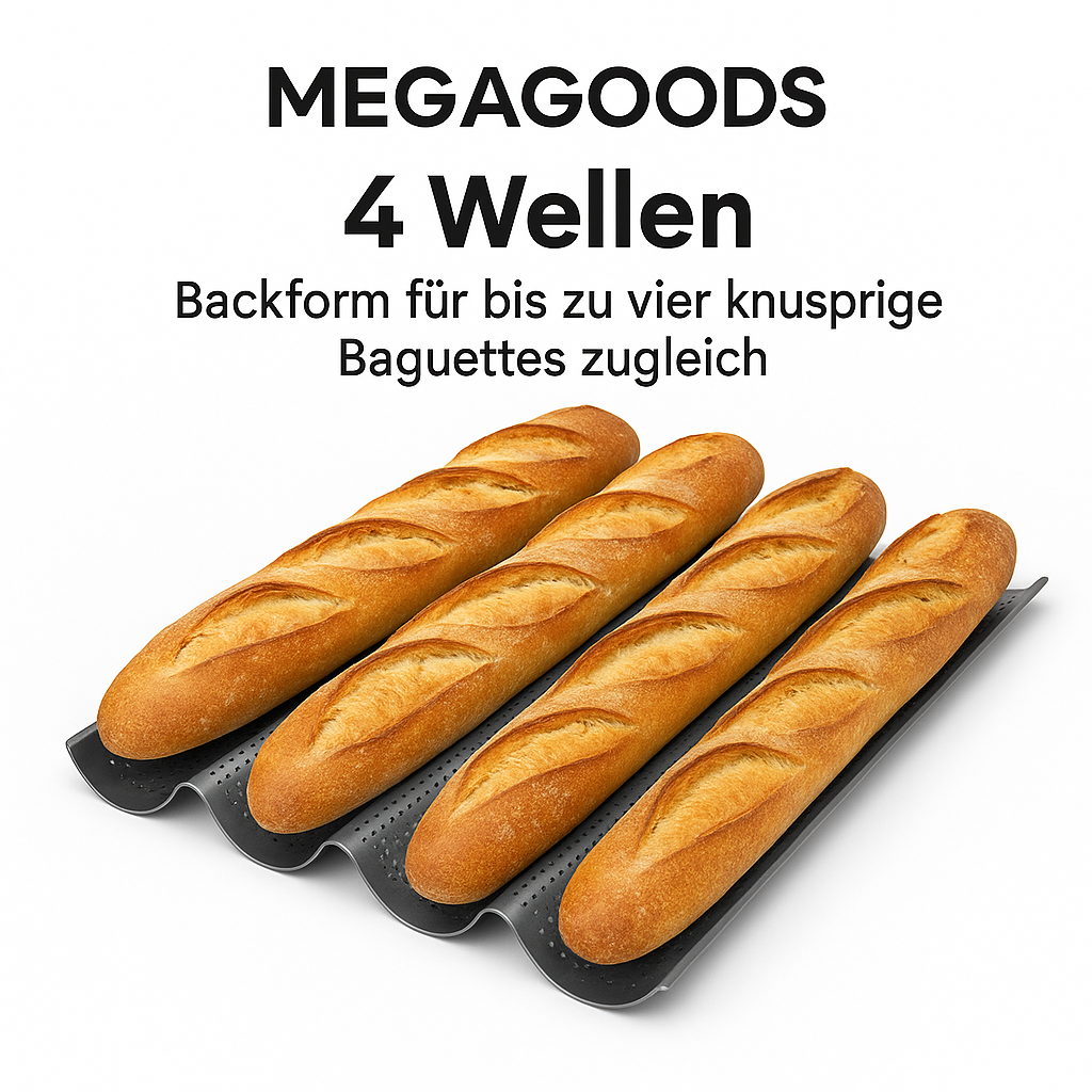 Baguettebackform antihaft 4 Wellen Carbonstahl perforiert DE. – Bild 3