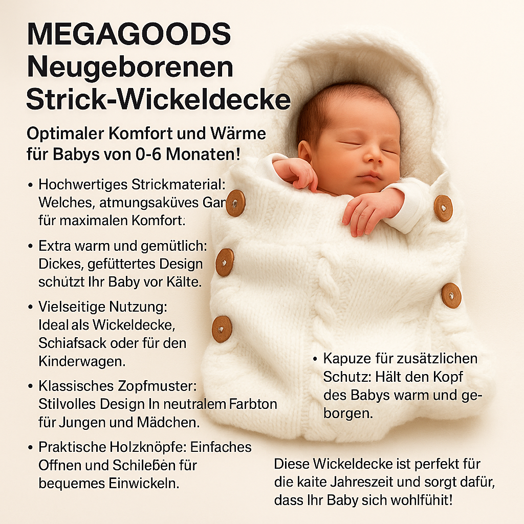 Baby Wickeldecke Neugeborene 0-6M weich warm Strickdecke DE. – Bild 2