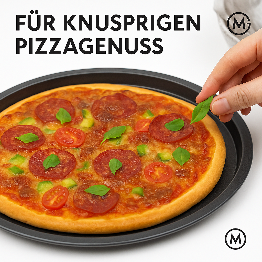 Backblech Carbonstahl antihaft mit Löchern für Pizza 32 cm DE. – Bild 4