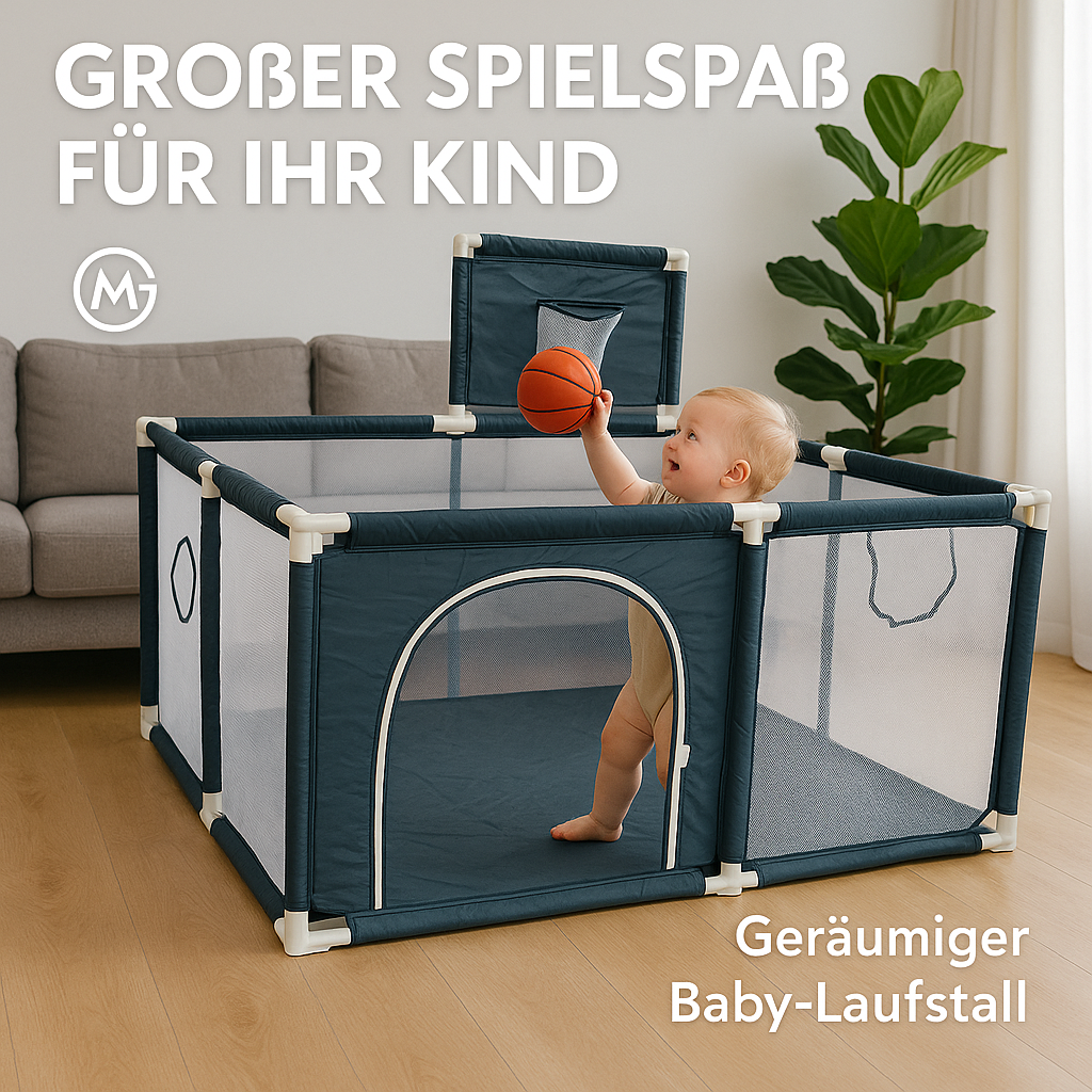 Baby Laufstall groß Indoor Spielzaun mit Basketballkorb DE. – Bild 2