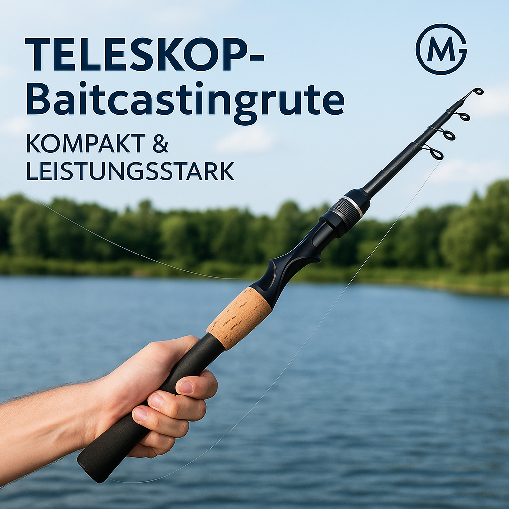 Baitcasting Rute teleskopisch Carbon 8-25 g Holzgriff leicht DE. – Bild 2