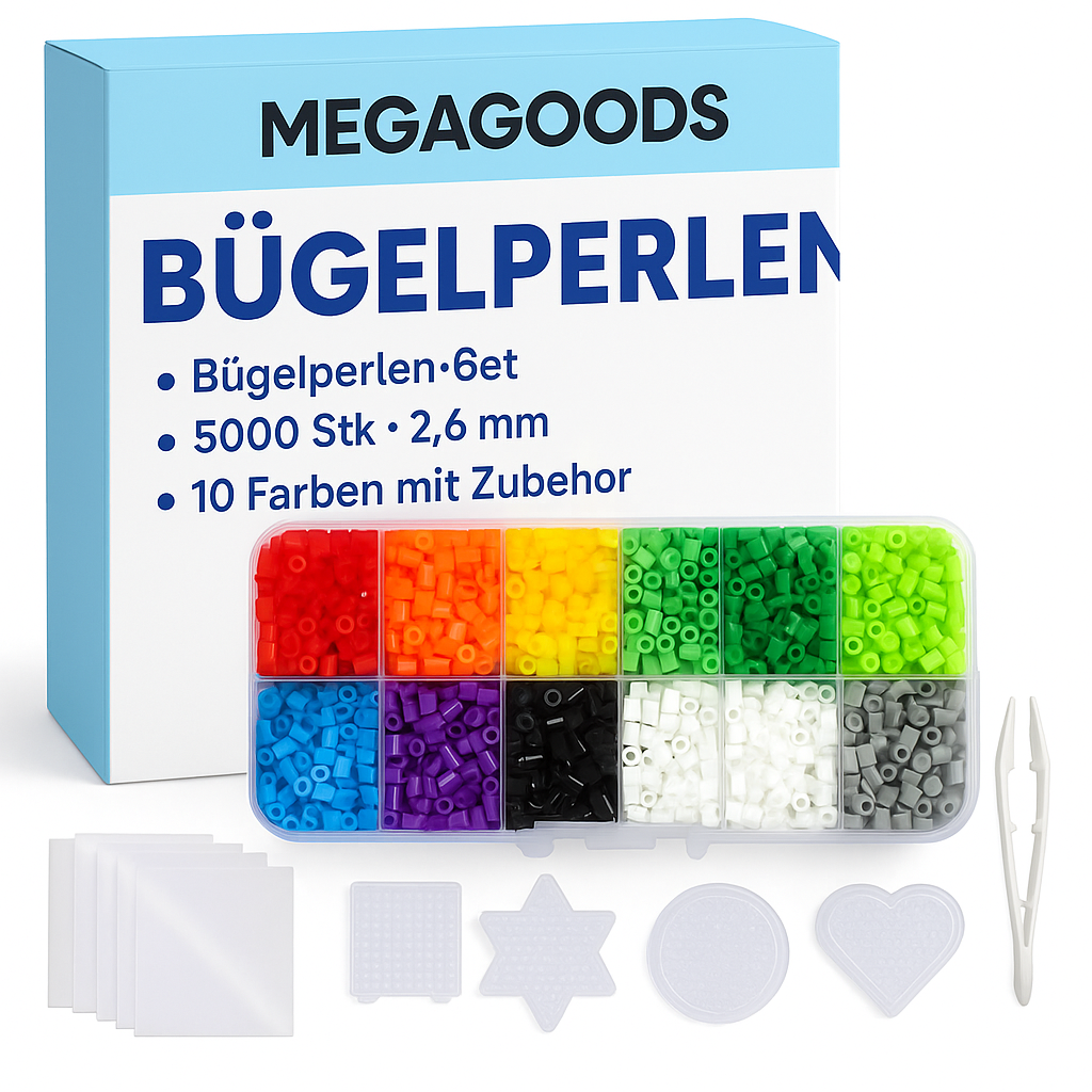 Bügelperlen Set 5000 Stk 2.6mm 10 Farben mit Zubehör DE.