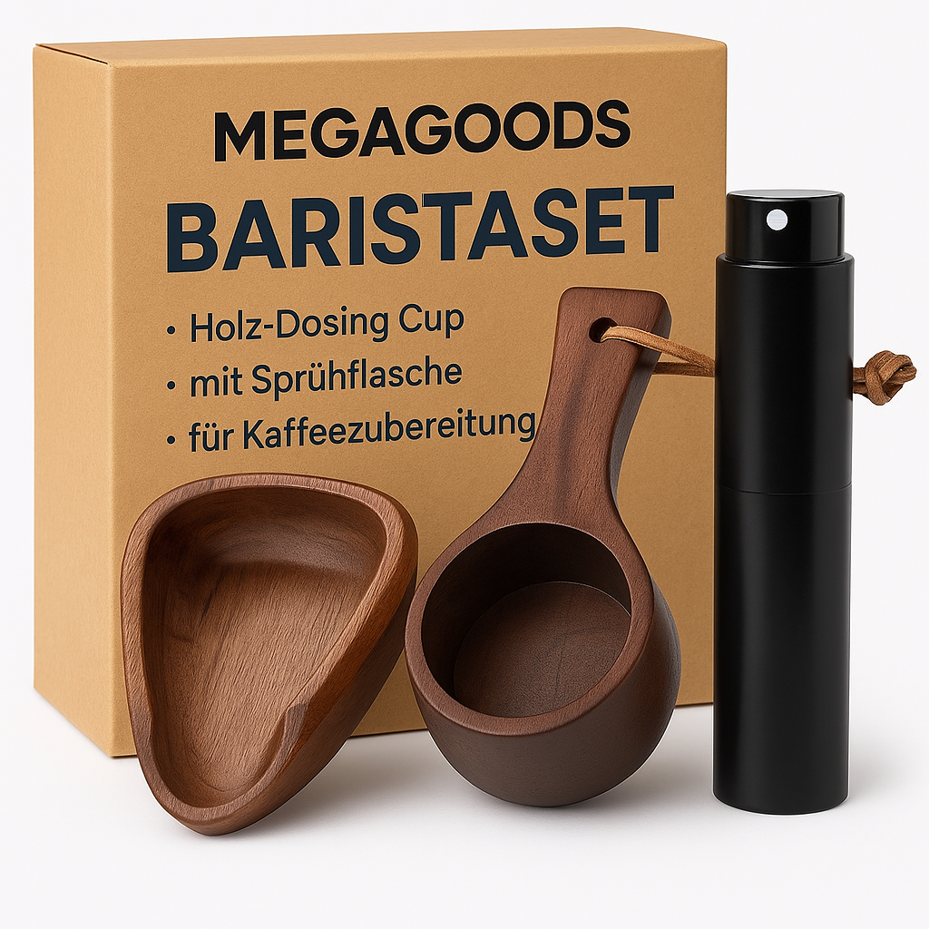 Barista Set Holz Dosing Cup mit Sprühflasche für Kaffeezubereitung DE.