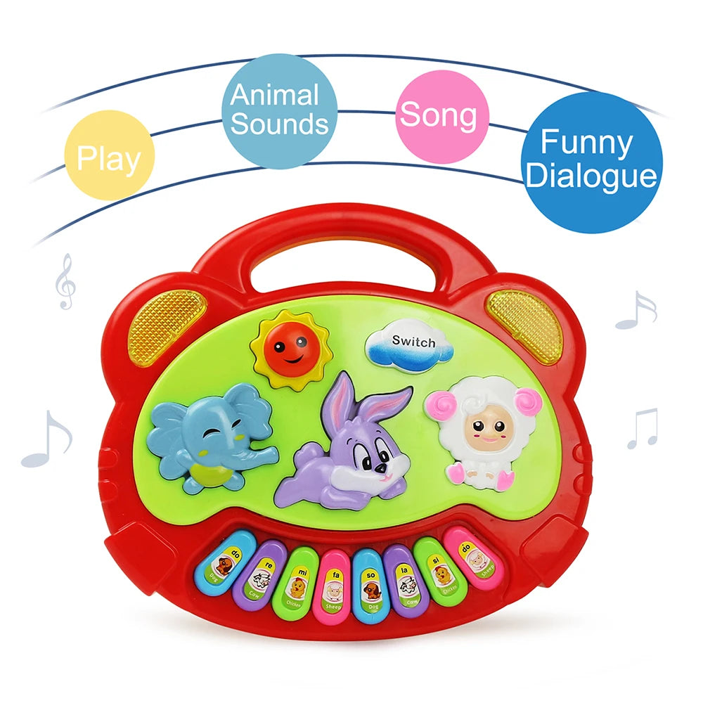 Baby Keyboard Kinder Piano Spielzeug Tierlaute Musik Lernspielzeug Lichtspiel – Bild 4