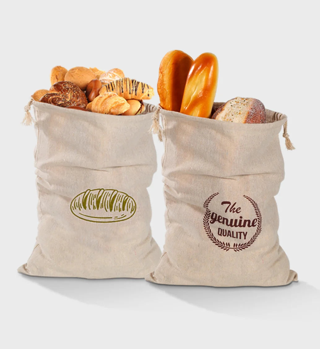 Brotbeutel Leinen wiederverwendbar mit Kordelzug für Baguette & Laib Aufbewahrung – Bild 4