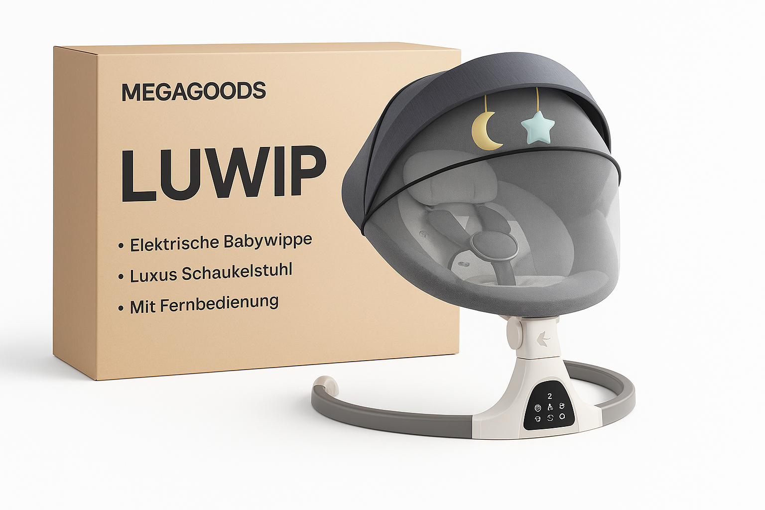 Elektrische Babywippe Luxus Schaukelstuhl mit Fernbedienung DE.