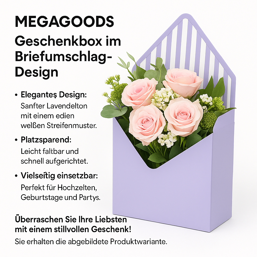 Faltbare Blumengeschenkbox mit Streifen für Hochzeit Deko Verpackung DE. – Bild 2