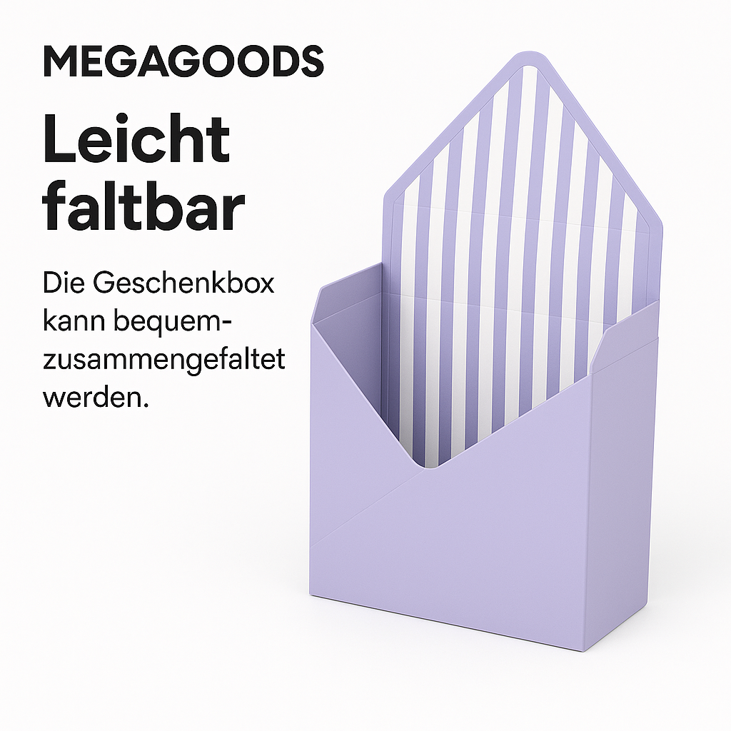 Faltbare Blumengeschenkbox mit Streifen für Hochzeit Deko Verpackung DE. – Bild 3