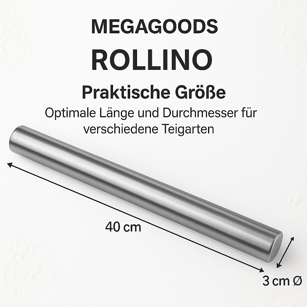 Edelstahl Teigroller Antihaft Backzubehör für Pizza und Gebäck DE. – Bild 4