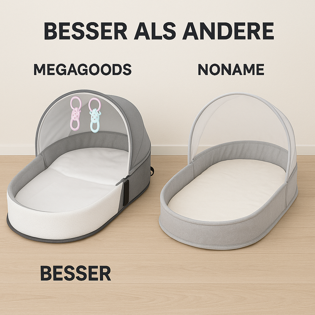 Faltbares Babybett Reisebett mit Moskitonetz weich und atmungsaktiv DE. – Bild 5
