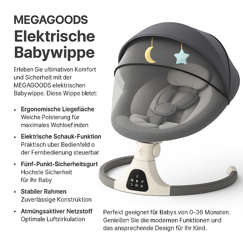 Elektrische Babywippe Luxus Schaukelstuhl mit Fernbedienung DE. – Bild 2