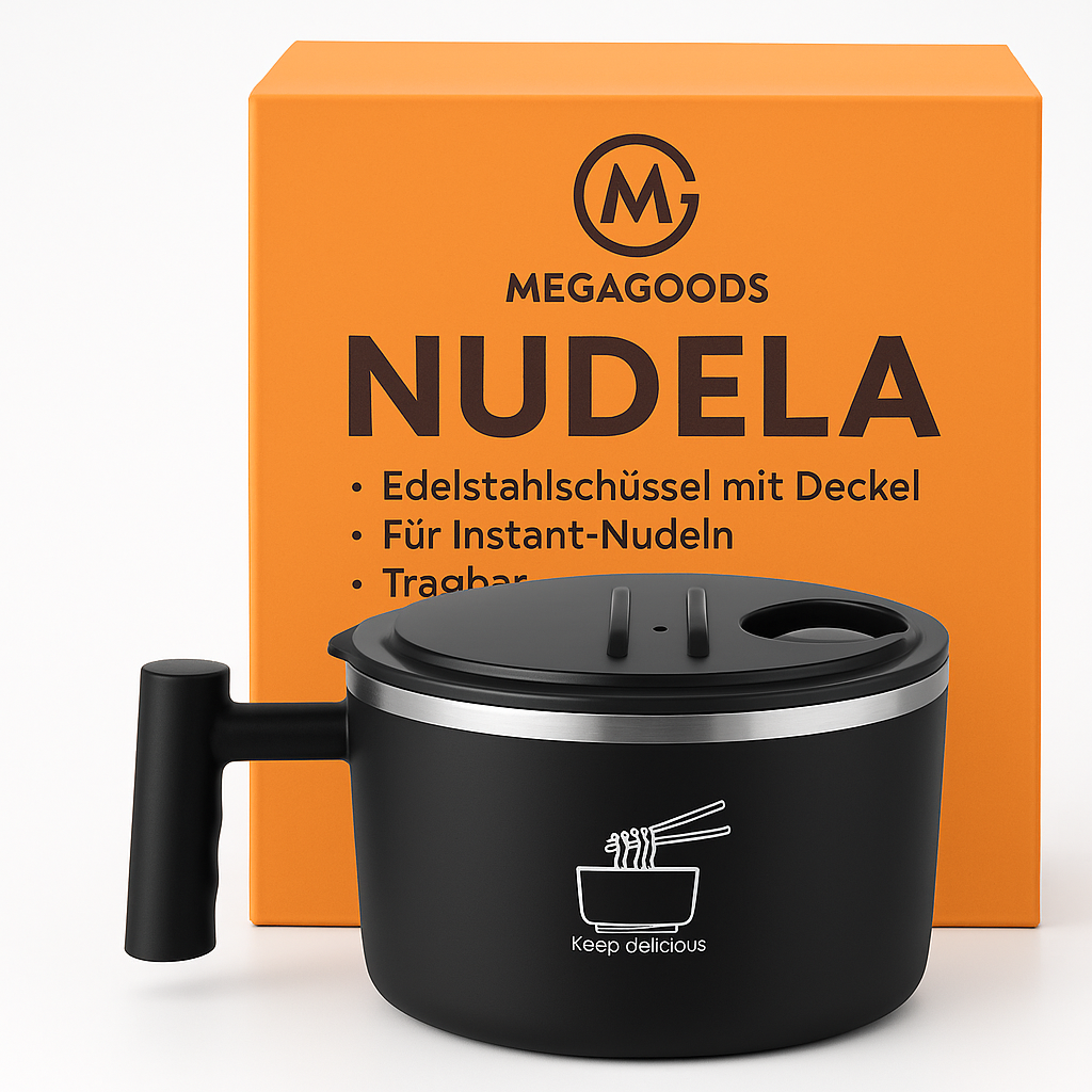 Edelstahl-Schüssel mit Deckel für Instant-Nudeln, tragbar DE.