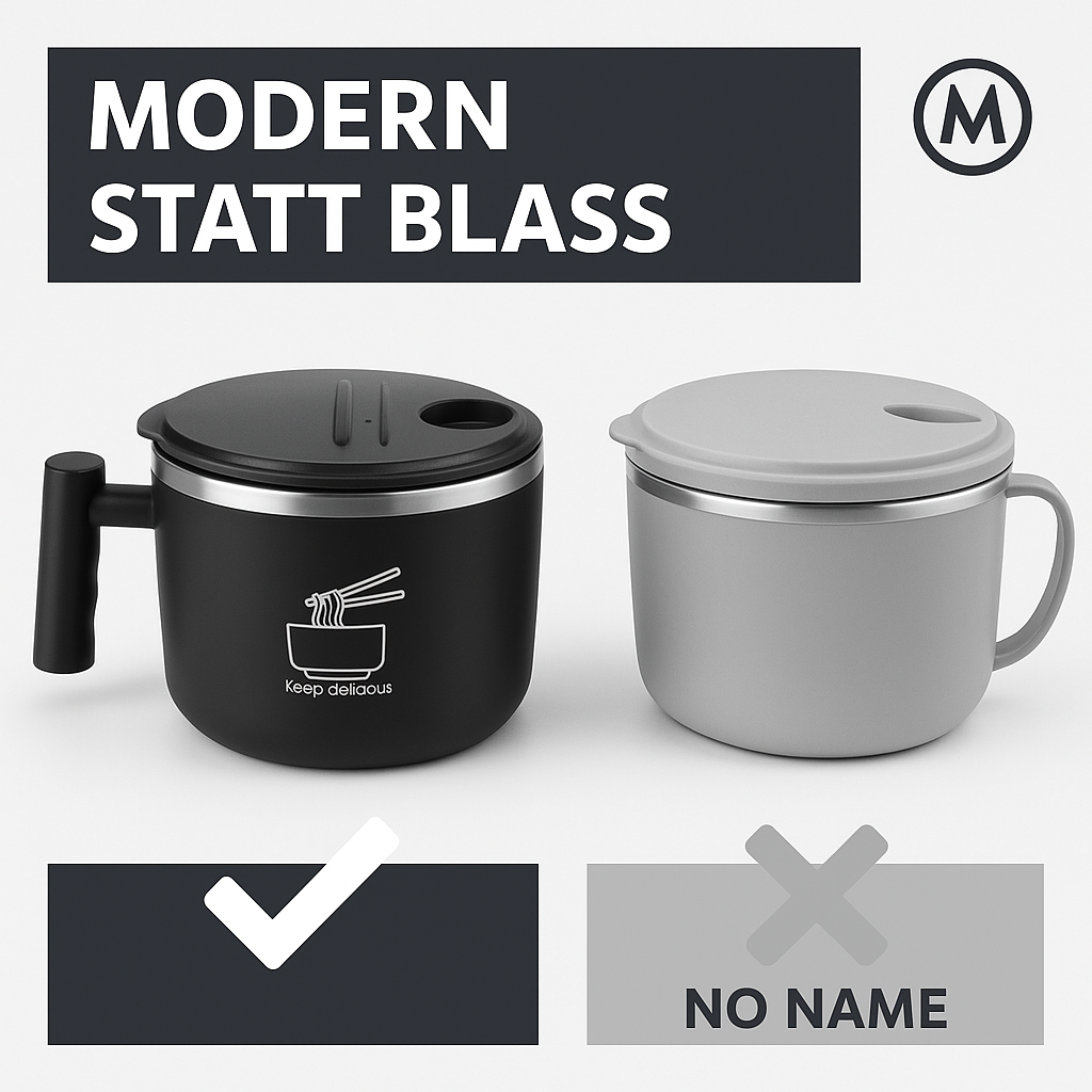 Edelstahl-Schüssel mit Deckel für Instant-Nudeln, tragbar DE. – Bild 5