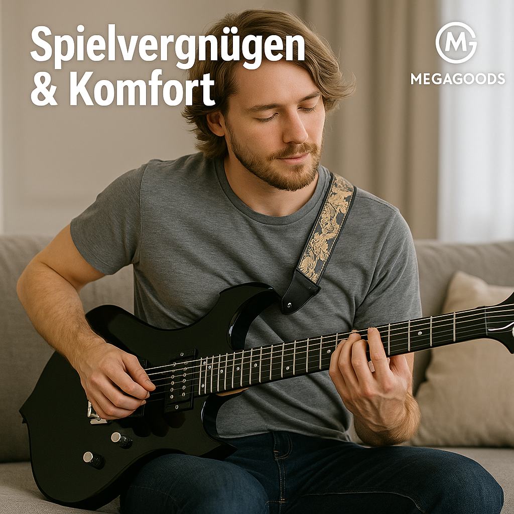 E-Gitarre 6 Saiten 24 Bünde Ahornkorpus mit Tasche & Verstärker DE. – Bild 3